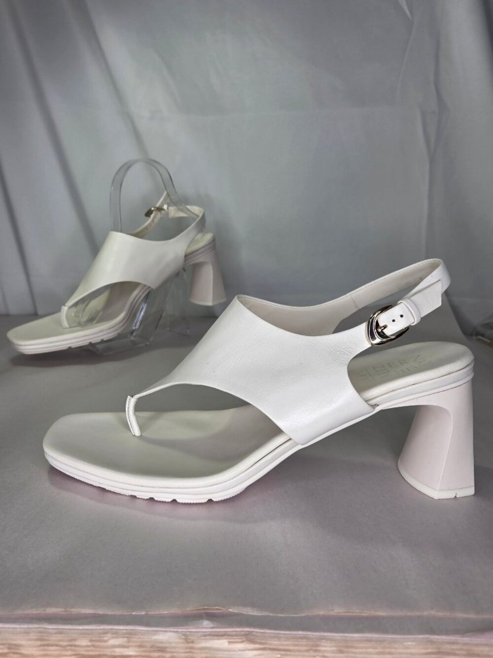 Naturalizer Navi Square Toe Dress Sandals - Warm White